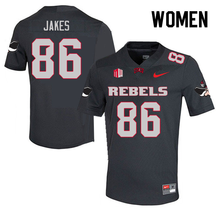 Women #86 Jordan Jakes UNLV Rebels College Football Jerseys Stitched Sale-Charcoal - Click Image to Close